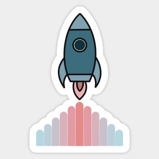 Pastel Rocket Ship Sticker